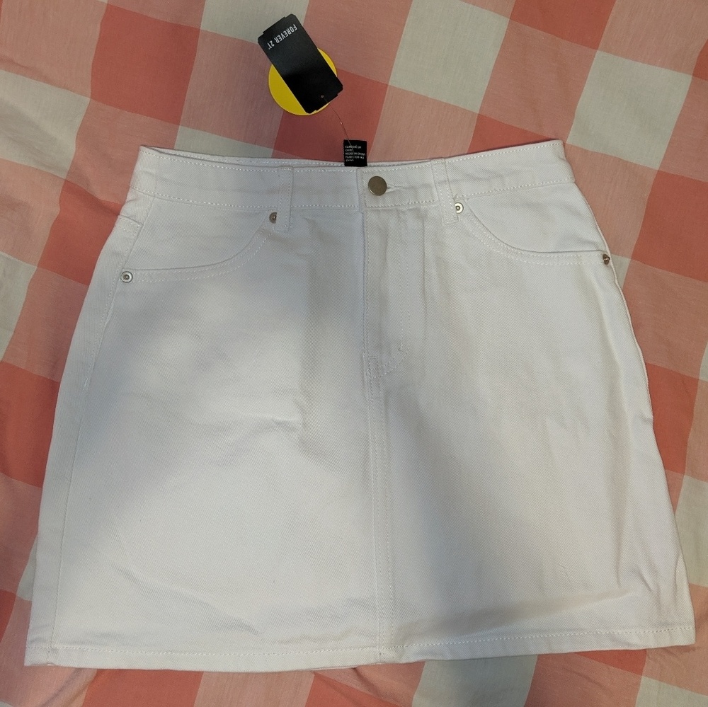 Forever 21 White Denim Miniskirt